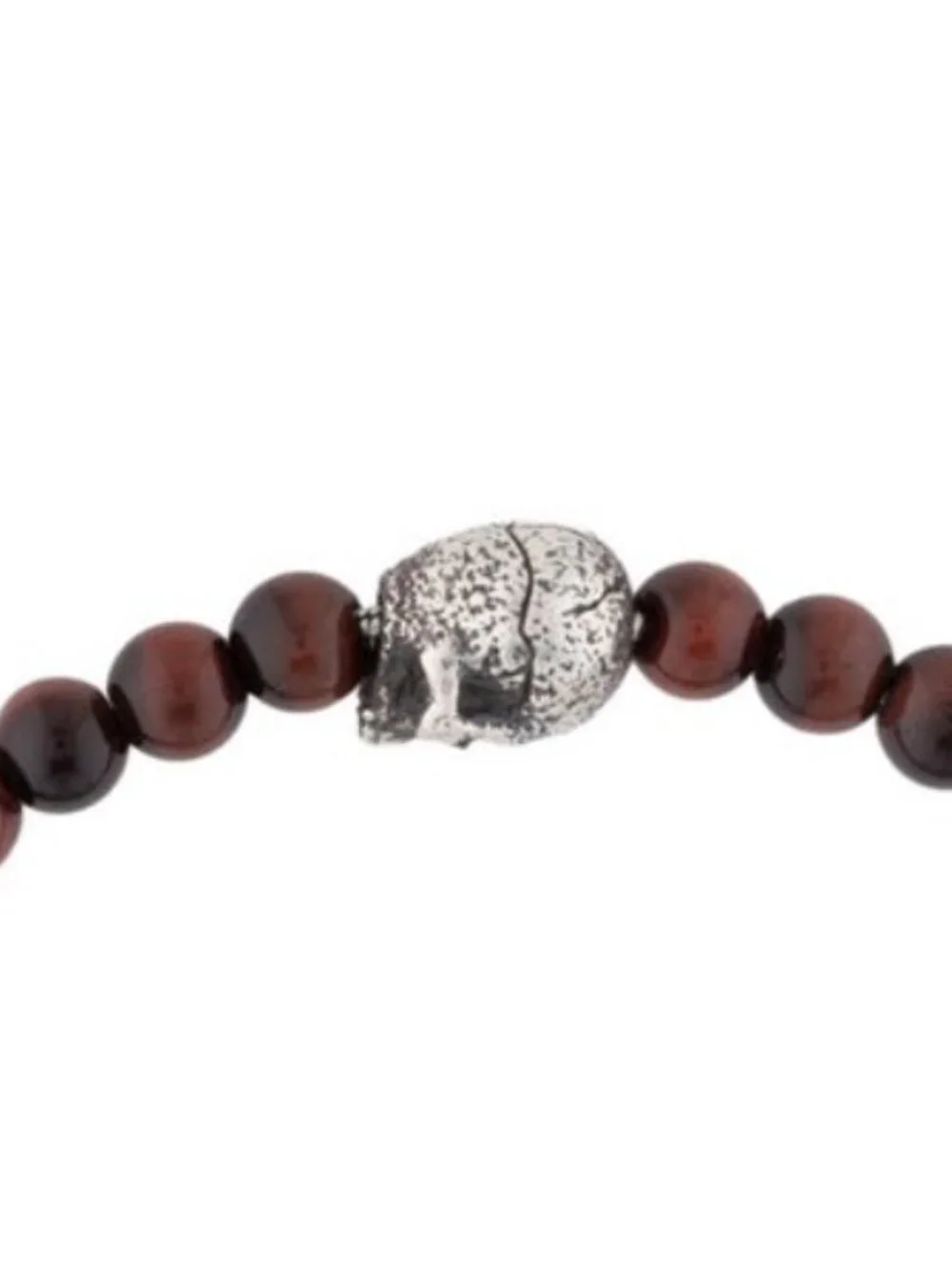 DAVID YURMAN STERLING SILVER 925 TIGER'S EYE MEMENTO MORI SKULL BEAD BRACELET